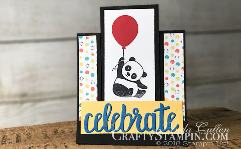 Party Panda - Goodbye to Sale-a-bration | Spring Sampler | Stampin Up Demonstrator Linda Cullen | Crafty Stampin’ | Purchase your Stampin’ Up Supplies | Party Pandas Stamp Set | Celebrate You Thinlits | Balloon Bouquet Punch |