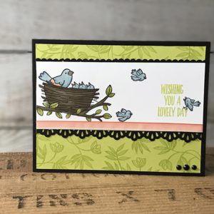 Flying Home Wishing You a Lovely Day | Stampin Up Demonstrator Linda Cullen | Crafty Stampin’ | Purchase your Stampin’ Up Supplies | Flying Home Stamp Set | Lovely Wishes Stamp Set | Stampin Blends Markers | Calypso Coral 1/4” Ombre Ribbon