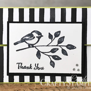 Petal Palette Black & White Bird | Stampin Up Demonstrator Linda Cullen | Crafty Stampin’ | Purchase your Stampin’ Up Supplies | Petal Palette Stamp Set | Petal Passion Designer Series Paper | Rhinestones Basic Jewels