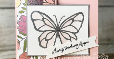 Beautiful Day Z-fold | Stampin Up Demonstrator Linda Cullen | Crafty Stampin’ | Purchase your Stampin’ Up Supplies | Beautiful Day Stamp Set | Sweet Soiree Specialty Designer Series Paper | Stampin Blends Markers | Rhinestones Basic Jewels