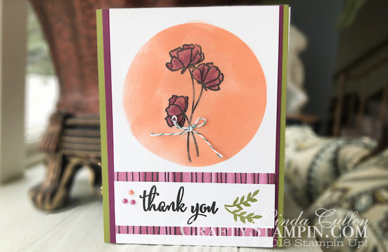 Share What You Love - Grapefruit Highlight | Stampin Up Demonstrator Linda Cullen | Crafty Stampin’ | Purchase your Stampin’ Up Supplies | Love What You Do Stamp Set | Share What You Love Specialty Designer Series Paper | Layering Circles Frameltis | Share What You Love Embellishment Kit