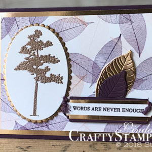 Rooted in Nature in Copper and Blackberry Bliss | Stampin Up Demonstrator Linda Cullen | Crafty Stampin’ | Purchase your Stampin’ Up Supplies | Rooted in Nature Stamp Set | Nature’s Poem Designer Series Paper | Nature’s Root Framelits Dies | Petals & More Thinlits Dies | Copper Foil Sheets