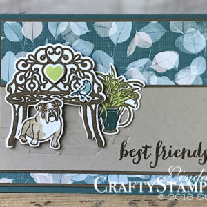 Sitting Pretty Best Friends | Stampin Up Demonstrator Linda Cullen | Crafty Stampin’ | Purchase your Stampin’ Up Supplies | Sitting Pretty stamp set | Nature’s Poem Designer Series Paper | Pretty Park Framelits Dies