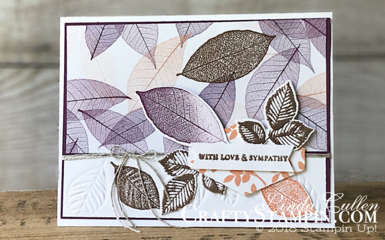 Natures Poem Love & Sympathy | Stampin Up Demonstrator Linda Cullen | Crafty Stampin’ | Purchase your Stampin’ Up Supplies | Rooted In Nature Stamp Set | Itty bitty Greetings | Nature’s Root Framelit Dies |Tailored Tag Punch | Nature’s Poem Designer Series Paper