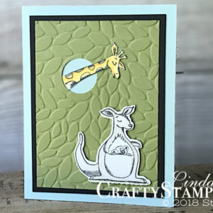 Animal Outing Peek-a-boo Giraffe | Stampin Up Demonstrator Linda Cullen | Crafty Stampin’ | Purchase your Stampin’ Up Supplies | Animal Outing Stamp Set | Animal Friends Thinlits Dies | Petal Burst Impressions Embossing Folder