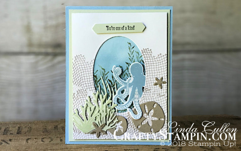 Sea of Texture One of a Kind | Stampin Up Demonstrator Linda Cullen | Crafty Stampin’ | Purchase your Stampin’ Up Supplies | Sea of Texture Stamp Set | Under the Sea Framelit Dies | Layering Ovals Framelits Dies |