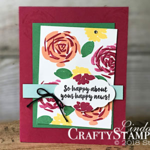 Abstract Impressions Lovely Lipstick | Stampin Up Demonstrator Linda Cullen | Crafty Stampin’ | Purchase your Stampin’ Up Supplies | Abstract Impressions Stamp Set | Pretty Label Punch | Basic Black Solid Baker’s Twine | Rhinestone Basic Jewels