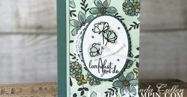 Love What You Do - Mint | Stampin Up Demonstrator Linda Cullen | Crafty Stampin’ | Purchase your Stampin’ Up Supplies | Love What You Do Stamp Set | Layering Ovals Framelits | Share What You Love Specialty Designer Series | Pearlized Doilies | Share What You Love Artisan Pearls