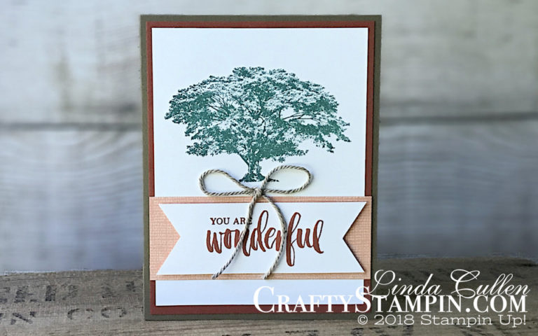 Rooted in Nature Wonderful Tree | Stampin Up Demonstrator Linda Cullen | Crafty Stampin’ | Purchase your Stampin’ Up Supplies | Rooted In Nature Stamp Set | Nature’s Poem Designer Series Paper | Nature’s Twine