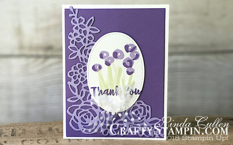 Abstract Impressions - Gorgeous Grape | Stampin Up Demonstrator Linda Cullen | Crafty Stampin’ | Purchase your Stampin’ Up Supplies | Abstract Impressions Stamp Set | Stitched Shapes Framelits Dies | Springtime Impressions Thinlits