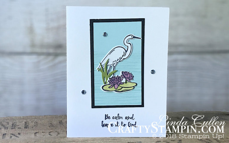 Lilypad Lake - Simple Crane | Stampin Up Demonstrator Linda Cullen | Crafty Stampin’ | Purchase your Stampin’ Up Supplies | Lilypad Lake Stamp Set | Lakeside Framelit