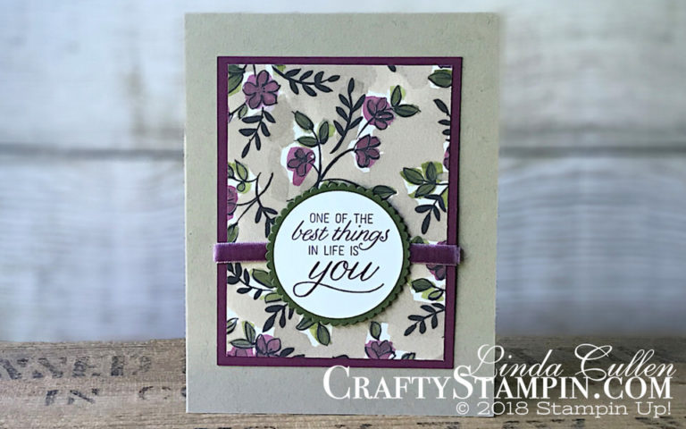 Very Vintage - Best Things | Stampin Up Demonstrator Linda Cullen | Crafty Stampin’ | Purchase your Stampin’ Up Supplies | Very Vintage Stamp Set | Layering Circle Framelits Dies | Share What You Love Specialty Designer Series Paper