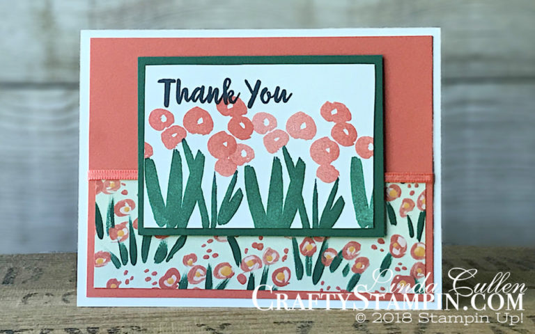 Abstract Impressions - Grapefruit Thank You | Stampin Up Demonstrator Linda Cullen | Crafty Stampin’ | Purchase your Stampin’ Up Supplies | Abstract Impressions Stamp Set | Garden Impressions Designer Series Paper