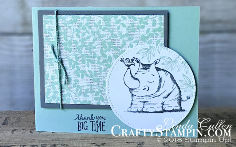 Animal Outing Big Time | Stampin Up Demonstrator Linda Cullen | Crafty Stampin’ | Purchase your Stampin’ Up Supplies | Animal Outing Stamp Set | Nature’s Poem Designer Series Paper | Stitched Shapes Framelits