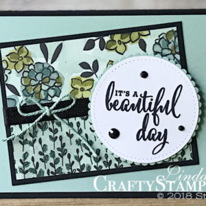 Love What You Do - Mint Macaron Beautiful Day | Stampin Up Demonstrator Linda Cullen | Crafty Stampin’ | Purchase your Stampin’ Up Supplies | Love What You Do Stamp Set | Share What You Love Specialty Designer Series Paper | Layering Circle Framelits