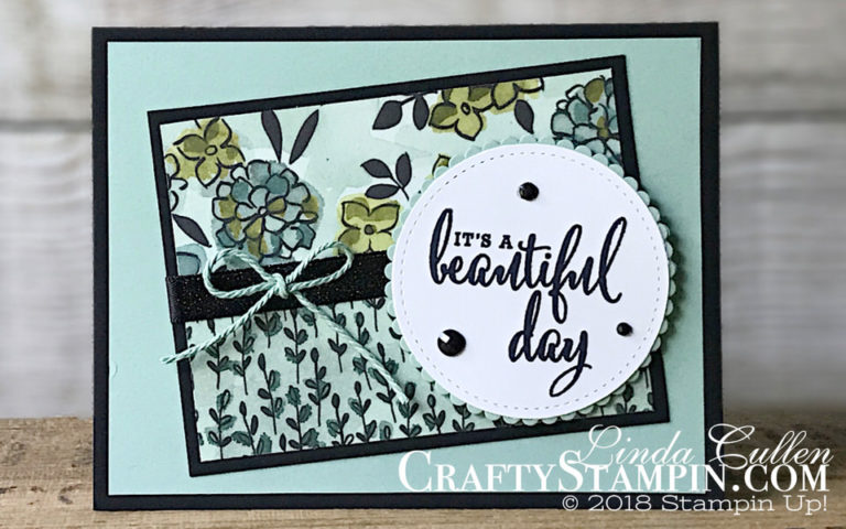 Love What You Do - Mint Macaron Beautiful Day | Stampin Up Demonstrator Linda Cullen | Crafty Stampin’ | Purchase your Stampin’ Up Supplies | Love What You Do Stamp Set | Share What You Love Specialty Designer Series Paper | Layering Circle Framelits