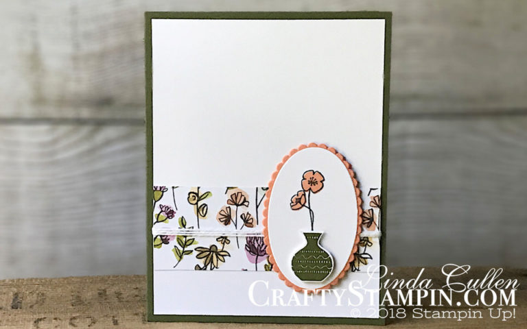 Varied Vases - Single Flower | Stampin Up Demonstrator Linda Cullen | Crafty Stampin’ | Purchase your Stampin’ Up Supplies | Varied Vases Stamp Set | Share What You Love Specialty Designer Series Paper | Vases Builder Punch