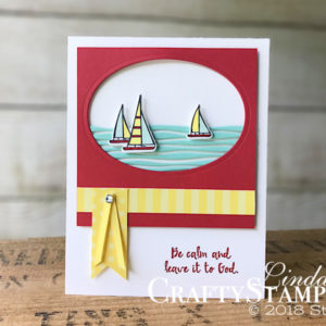 Coffee & Crafts Class: Lilypad Lake - Be Calm | Stampin Up Demonstrator Linda Cullen | Crafty Stampin’ | Purchase your Stampin’ Up Supplies | Lilypad Lake Stamp Set | 2018 -2010 In Color Designer Series Paper | Lakeside Framelits | Layered Oval Framelits