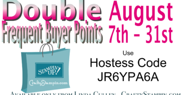Double Frequent Buyer Points | Stampin Up Demonstrator Linda Cullen | Crafty Stampin’ | Purchase your Stampin’ Up Supplies |
