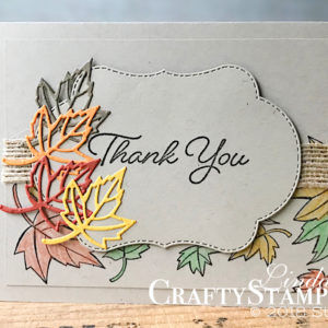 Blended Seasons Falling Leaves | Stampin Up Demonstrator Linda Cullen | Crafty Stampin’ | Purchase your Stampin’ Up Supplies | Blended Seasons Stamp Set | Stitched Seasons Framelits | 5/8 Burlap Ribbon | Watercolor Pencils Assortment 2