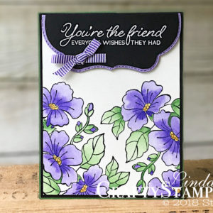 Blended Seasons Purple Watercolor Flowers | Stampin Up Demonstrator Linda Cullen | Crafty Stampin’ | Purchase your Stampin’ Up Supplies | Blended Seasons Stamp Set | Stitched Seasons Framelits | Aqua Painter |