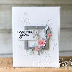 Blended Seasons Miss You | Stampin Up Demonstrator Linda Cullen | Crafty Stampin’ | Purchase your Stampin’ Up Supplies | Blended Seasons Stamp Set | Stitched Seasons Framelits | Stitched Shapes Framelits | Stitched Labels Framelits | Timeless Textures Stamp Set