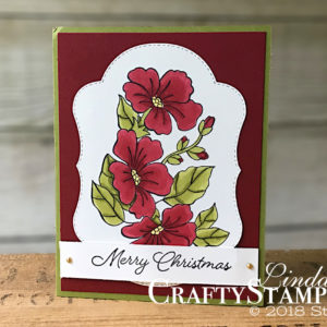 Blended Seasons Floral Christmas | Stampin Up Demonstrator Linda Cullen | Crafty Stampin’ | Purchase your Stampin’ Up Supplies | Blended Seasons Stamp Set | Stitched Seasons Framelits Dies | Stampin Blends | Wink of Stella Glitter Brush