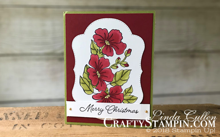 Blended Seasons Floral Christmas | Stampin Up Demonstrator Linda Cullen | Crafty Stampin’ | Purchase your Stampin’ Up Supplies | Blended Seasons Stamp Set | Stitched Seasons Framelits Dies | Stampin Blends | Wink of Stella Glitter Brush