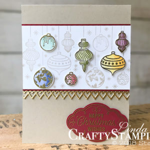 Coffee & Crafts Class: Beautiful Baubles with Flourish Filigree | Stampin Up Demonstrator Linda Cullen | Crafty Stampin’ | Purchase your Stampin’ Up Supplies | Beautiful Baubles Stamp Set | Flourish Filigree stamp set | Delicate Lace Edgelits | Detailed Baubles Thinlits | Pretty Label Punch