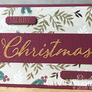 Merry Christmas To All Copper Christmas| Stampin Up Demonstrator Linda Cullen | Crafty Stampin’ | Purchase your Stampin’ Up Supplies | Merry Christmas To All stamp set | Joyous Noel Specialty Designer Series Paper | Joyous Noel Glimmer Paper | Merry Christmas Thinlits Dies |Subtle Dynamic Textured impressions Embossing folder | Copper Stampin’ Emboss Powder
