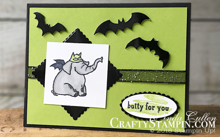 Trick or Tweet Batty for You | Stampin Up Demonstrator Linda Cullen | Crafty Stampin’ | Purchase your Stampin’ Up Supplies | Trick or Tweet Stamp Set | Beautiful You Stamp Set | Black Foil Sheets | Spooky Bats Punch | Stampin Blends |
