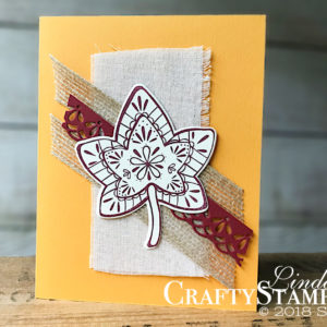 Falling for Leaves | Stampin Up Demonstrator Linda Cullen | Crafty Stampin’ | Purchase your Stampin’ Up Supplies | Falling For Leaves Stamp Set | Detailed Leaves Thinlits | 5/8 Burlap Ribbon | Santa’s Bags