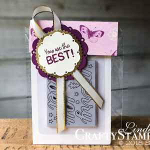 Picked For You - You are the best | Stampin Up Demonstrator Linda Cullen | Crafty Stampin’ | Purchase your Stampin’ Up Supplies | Picked For You Stamp Set | Tea Room Specialty Designer Series Paper | Gold Foil Sheets | Spot of Tea Framelits Dies | Starburst Punch | Gold 3/8 Metallic Ribbon
