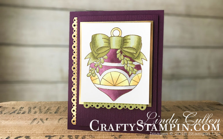 Stamp It Group 2018 Christmas Blog Hop | Stampin Up Demonstrator Linda Cullen | Crafty Stampin’ | Purchase your Stampin’ Up Supplies | Great Joy stamp set | Stampin Blends | Bouncing Baby Framelits | Subtle Dynamic Textured Impressions Embossing Folder | Wink of Stella | Stamparatus | Gold Embossing Powder