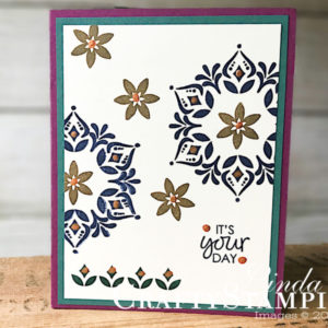 Snowflake Showcase - Happiness Surrounds | Stampin Up Demonstrator Linda Cullen | Crafty Stampin’ | Purchase your Stampin’ Up Supplies | Happiness Surrounds stamp set | Bright Copper Shimmer Paint