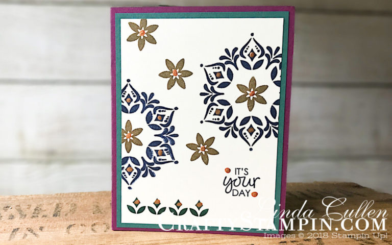 Snowflake Showcase - Happiness Surrounds | Stampin Up Demonstrator Linda Cullen | Crafty Stampin’ | Purchase your Stampin’ Up Supplies | Happiness Surrounds stamp set | Bright Copper Shimmer Paint