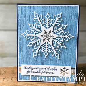 Snowflake Showcase - Subtle Blizzard of Wishes | Stampin Up Demonstrator Linda Cullen | Crafty Stampin’ | Purchase your Stampin’ Up Supplies | Snow Is Glistening stamp set | Snowfall Thinlits | Gold Foil sheets | Subtle Dynamic Textured Impressions Embossing Folder | suite Season Specialty Washi Tape