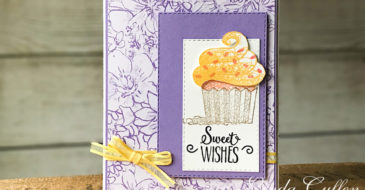 Hello Cupcake - Sweet Wishes | Stampin Up Demonstrator Linda Cullen | Crafty Stampin’ | Purchase your Stampin’ Up Supplies | Hello Cupcake Stamp Set | Botanical Butterfly Designer Series Paper | Organdy Ribbon Combo Pack | Rectangle Stitched Framelits Dies
