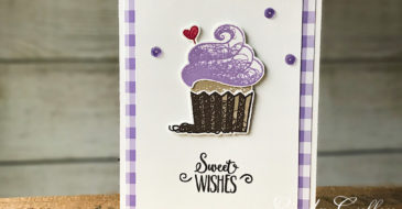 Hello Cupcake Highland Heather Gingham | Stampin Up Demonstrator Linda Cullen | Crafty Stampin’ | Purchase your Stampin’ Up Supplies | Hello Cupcake Stamp Set | Gingham Gala Designer Series Paper Gingham Gala Adhesive Backed Sequins