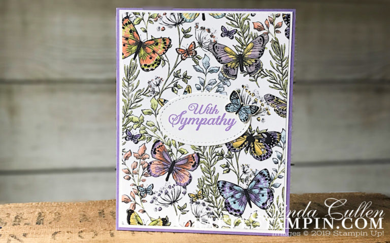 Botanical Butterfly Sympathy | Stampin Up Demonstrator Linda Cullen | Crafty Stampin’ | Purchase your Stampin’ Up Supplies | Lasting Lily Stamp Set | Butterfly Duet Punch | Botanical Butterfly Designer Series Paper