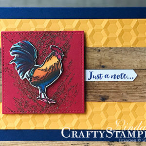 Coffee & Crafts Class: Home to Roost Note | Stampin Up Demonstrator Linda Cullen | Crafty Stampin’ | Purchase your Stampin’ Up Supplies | Home to Roost Stamp Set | Gallery Grunge Stamp Set | Wood Textures Designer Series Paper | Stitched Shape Framelits | Stampin Blends