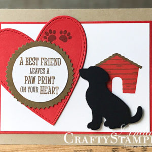 Happy Tails - Paw Prints on your Heart | Stampin Up Demonstrator Linda Cullen | Crafty Stampin’ | Purchase your Stampin’ Up Supplies | Happy Tails Stamp Set | Dog Builder Punch | Be Mine Stitched Framelits | Stamparatus | Starburst Punch