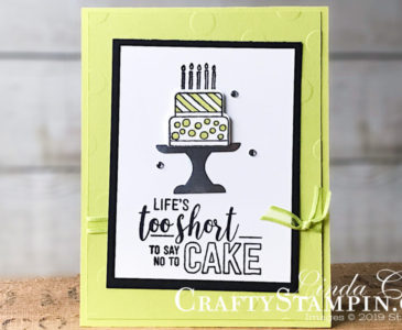 Amazing Life with Cake | Stampin Up Demonstrator Linda Cullen | Crafty Stampin’ | Purchase your Stampin’ Up Supplies | Piece of Cake stamp set | Amazing Life stamp set | Silver Foil Sheets | Cake Builder Punch | Polka Dot Basics Texture Embossing Folder