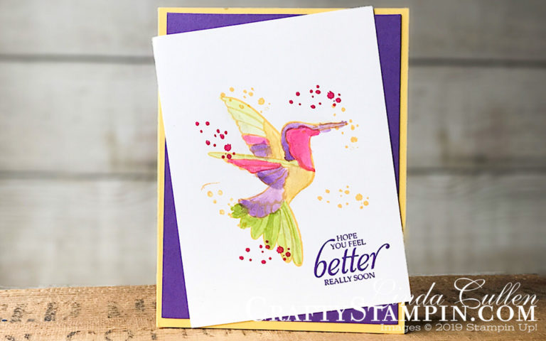 Humming Along Watercolor | Stampin Up Demonstrator Linda Cullen | Crafty Stampin’ | Purchase your Stampin’ Up Supplies | Humming Along Stamp Set | Wink of Stella