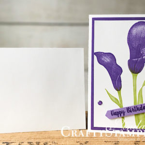 Lasting Lily Note Card | Stampin Up Demonstrator Linda Cullen | Crafty Stampin’ | Purchase your Stampin’ Up Supplies | Lasting Lily Stamp Set | Note Cards & Envelopes Glitter | Enamel Shapes