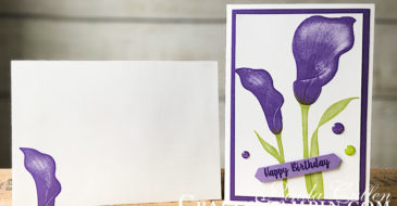 Lasting Lily Note Card | Stampin Up Demonstrator Linda Cullen | Crafty Stampin’ | Purchase your Stampin’ Up Supplies | Lasting Lily Stamp Set | Note Cards & Envelopes Glitter | Enamel Shapes