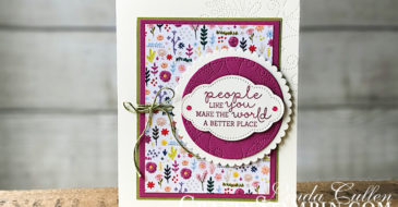 Needle & Thread - Better Place | Stampin Up Demonstrator Linda Cullen | Crafty Stampin’ | Purchase your Stampin’ Up Supplies | Needle & Thread Stamp Sets | Needlepoint Nook Designer Series Paper | Needlepoint Elements | Old Olive Linen Thread | Stitched Shape Framelits | Layering Circle Framelits