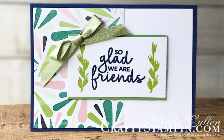 Incredible Like You Friends | Stampin Up Demonstrator Linda Cullen | Crafty Stampin’ | Purchase your Stampin’ Up Supplies | Incredible Like You Stamp Sets | Tropical Escape Designer Series Paper | Pear Pizzaz 3/8” Shimmer Ribbon