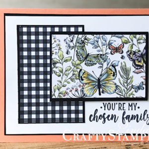 Part Of My Story Butterfly | Stampin Up Demonstrator Linda Cullen | Crafty Stampin’ | Purchase your Stampin’ Up Supplies | Part of My Story Stamp Set | Botanical Butterfly Designer Series Paper | Rhinestone Basic Jewls