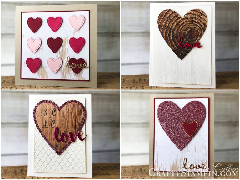 Stamp It Group 2019 Valentines Day Blog Hop | Stampin Up Demonstrator Linda Cullen | Crafty Stampin’ | Purchase your Stampin’ Up Supplies | Make A Difference Stamp Set | wood Texture Designer Series Paper | Be Mine Stitched Framelits Dies | Well Written Dies | Gold Foil Sheets | Subtle Dynamic Textured Impressions Embossing Folder | Delightfully Detailed Laser-Specialty Paper | Lovely Lipstick Foil Sheets | Rose Glimmer Paper | Sunshine Wishes Thinlits | Copper Foil Sheets
